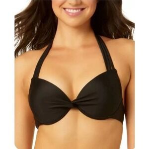 Salt + Cove Womens Black Push-Up Halter Bikini Top SC3111BT New
